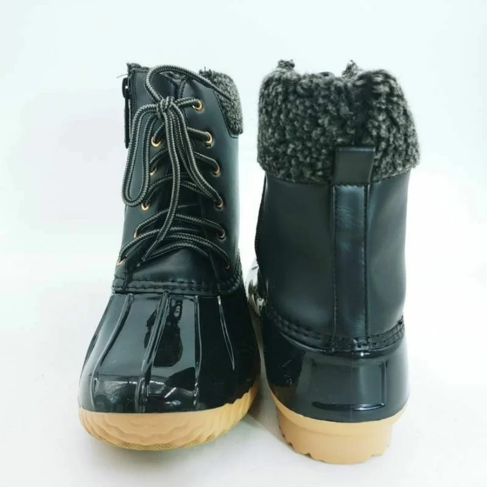 Nature Breeze Womens Duck 02 Winter Boots Black Zipper Faux Fur Lined 6.5 New